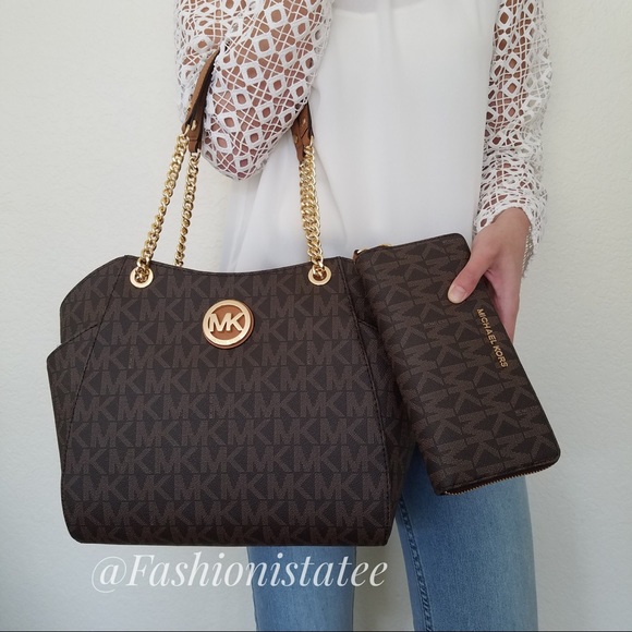 NWT MICHAEL KORS JET SET LARGE TOTE SET WALLET BAG - Picture 2 of 8